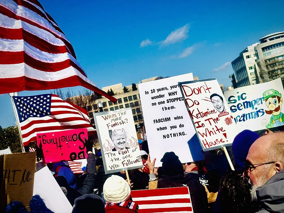 Protest sign reading “Don't do ketamine in the White House”