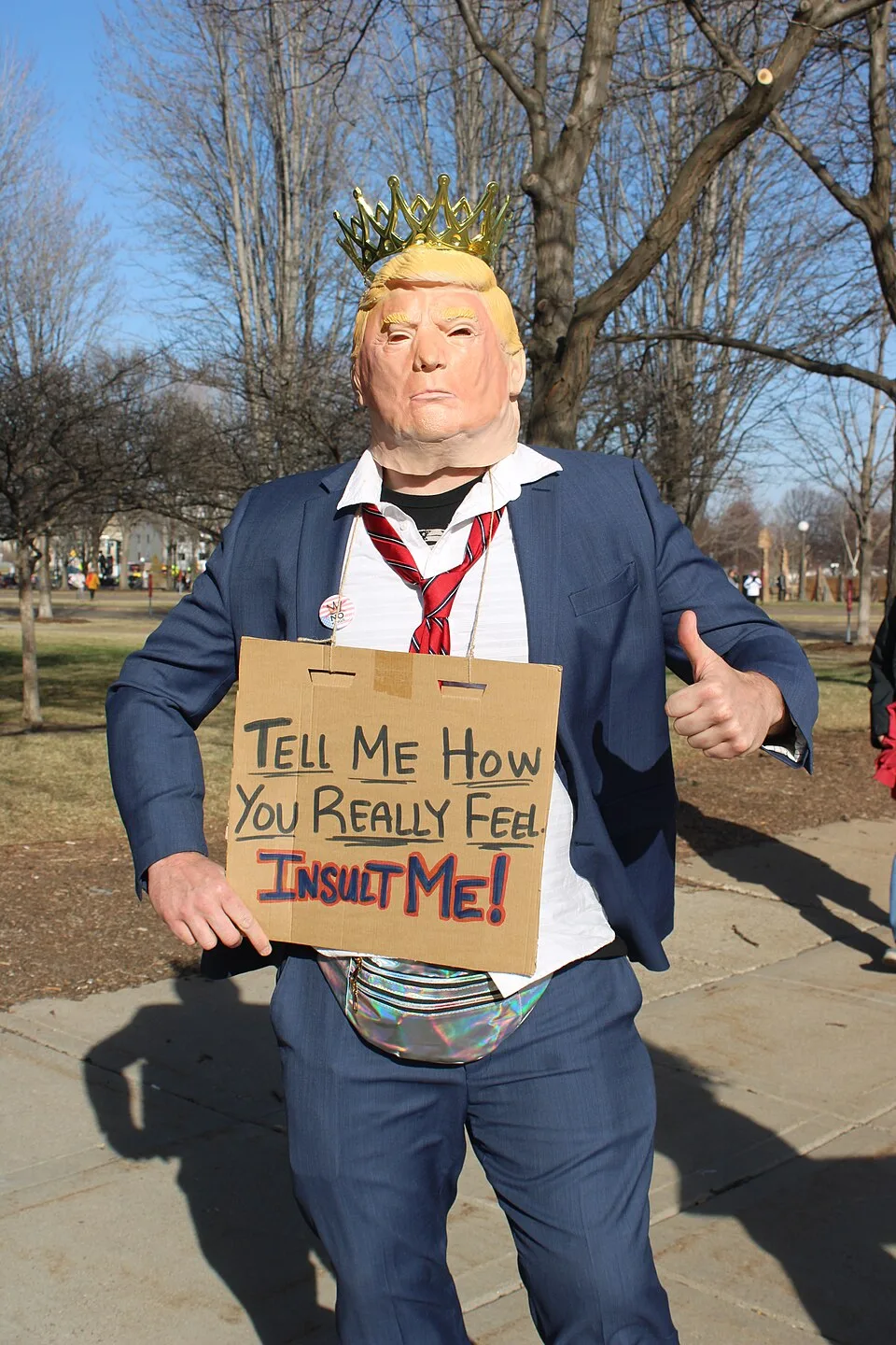 Pancarta con el texto «Tell me how you really feel. Insult me!», fotografiada en Saint Paul, Estados Unidos.