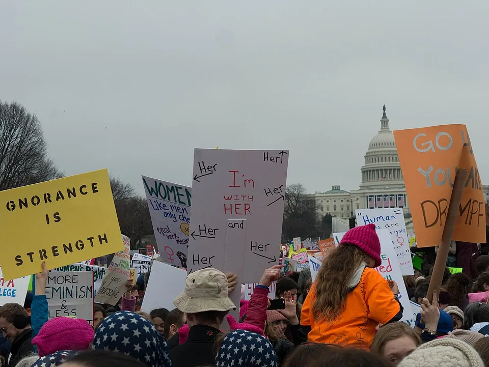 Protest sign reading “Ignorance is strength”, photographed in Washington, United States.